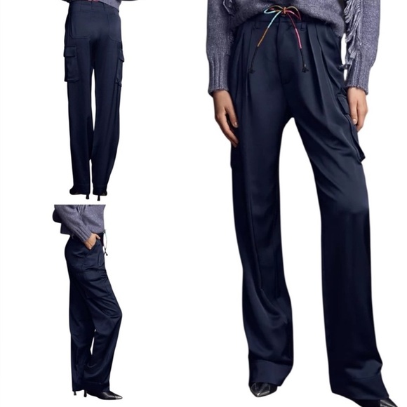 Scotch & Soda FAYE High Rise Relaxed Tapered Pants Navy Blue NWT | XS/30 - Picture 1 of 9